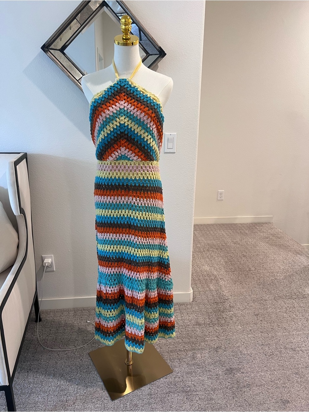 SAYLOR Light Yellow Crochet-Trim Dress Top